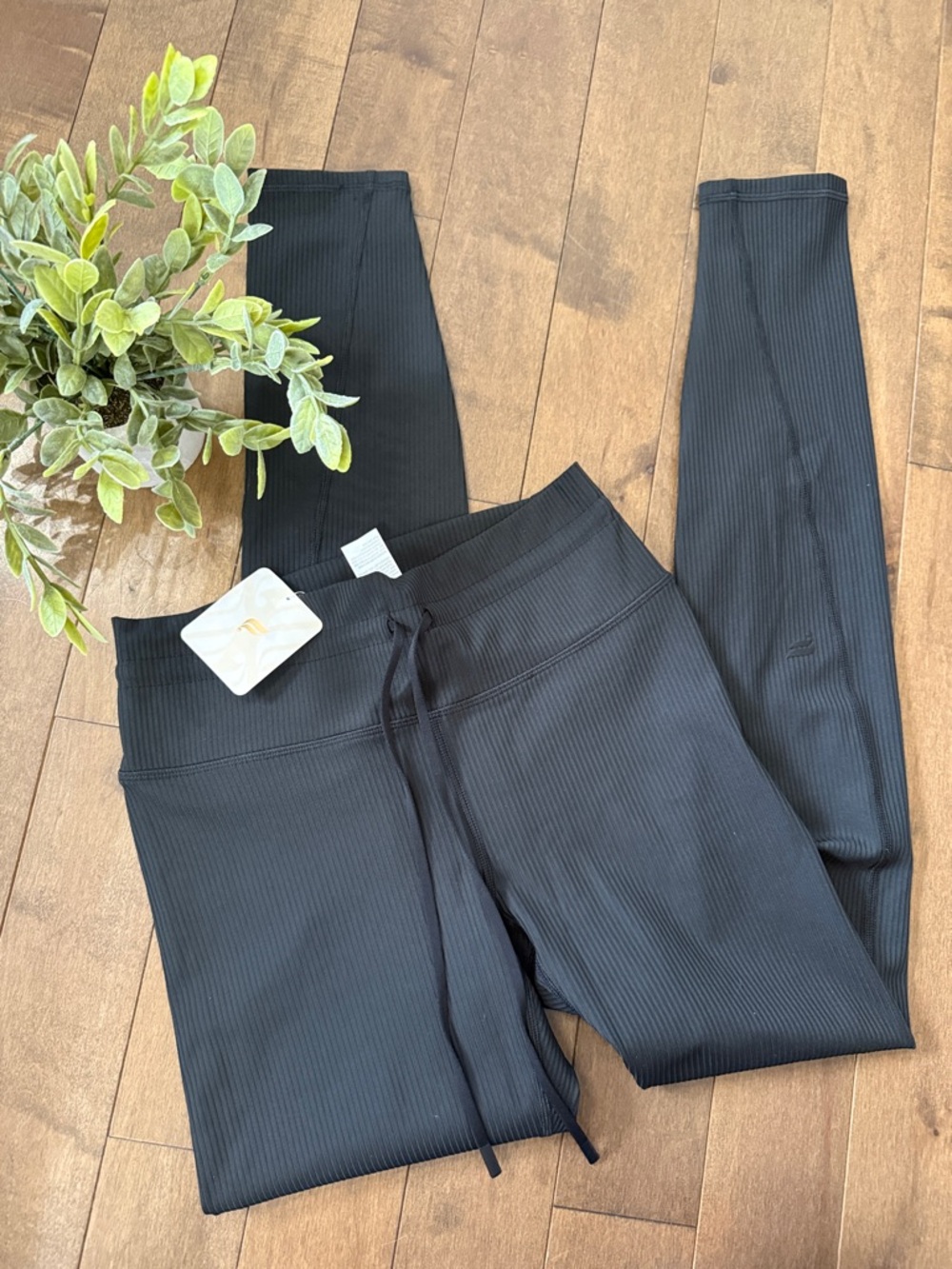 Fabletics Black Ribbed High-Waist Leggings